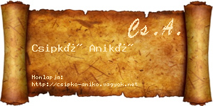 Csipkó Anikó névjegykártya